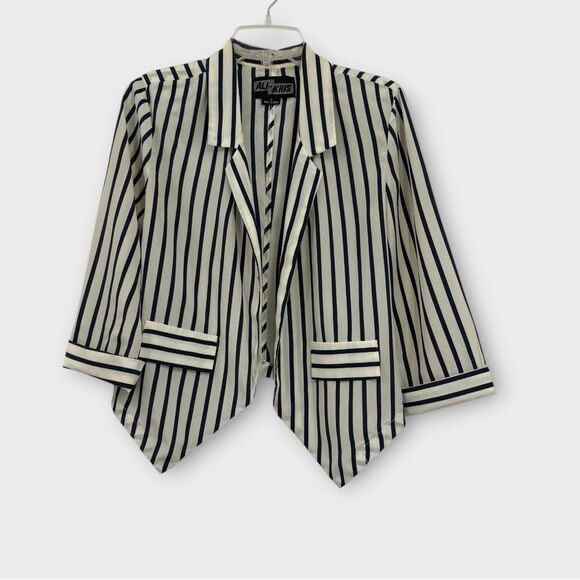 Urban Outfitters Ali & Kris Open Cropped Blazer in Blue Stripe Women’s Size S - Picture 4 of 11